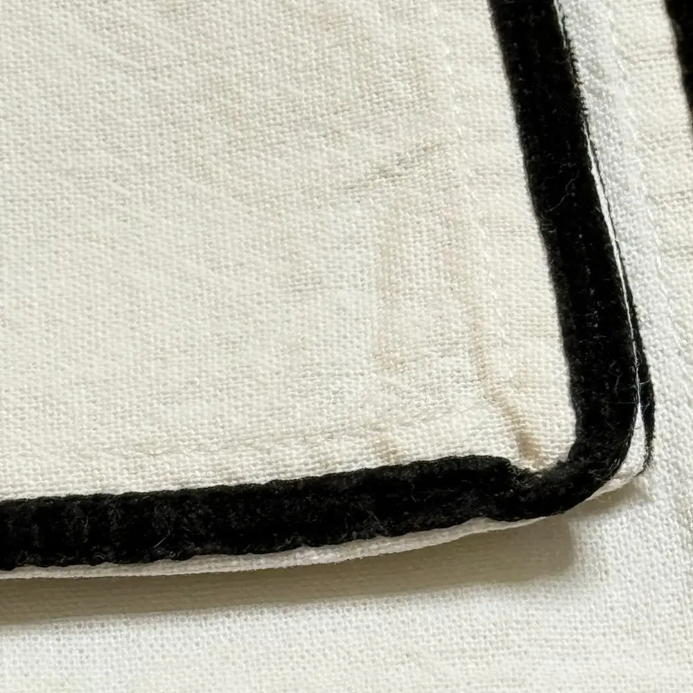 Threshold 100% Cotton Cloth Napkins White Black Trim Set of 4 Minimalist 19